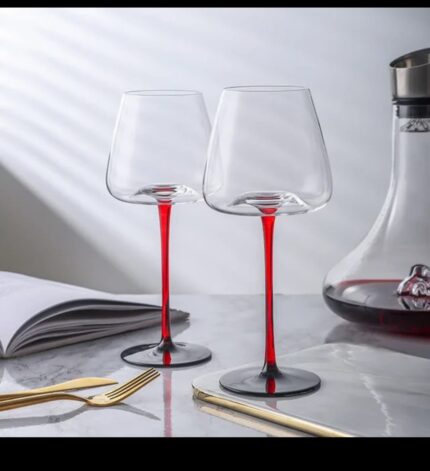 6 pcs crystal glass red bottom wine glasses