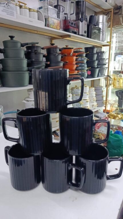 6pcs black Japanese mugs