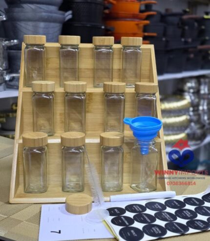 3tier foldable bamboo spice rack